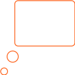 Simple orange line icon of thought bubble